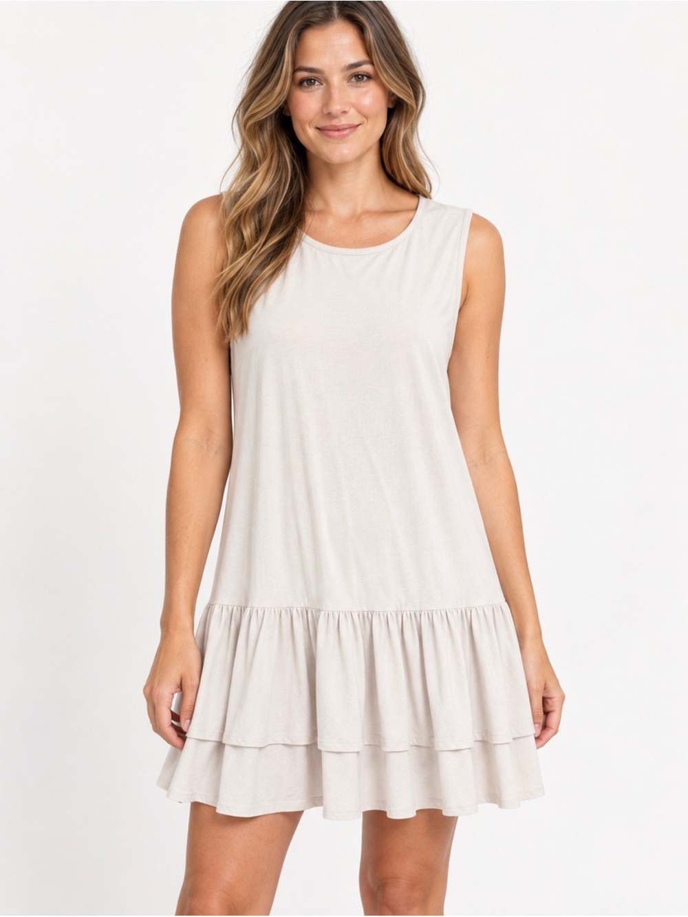 Camila Coelho Collection Tiered Drop Waist Ruffle Knit Mini Dress - size Large